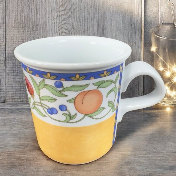 DANSK FIANCE FRUITS Ceramic Coffee Mug Cup Set 2 Mugs Cups Dinnerware Thailand - Picture 2 of 12